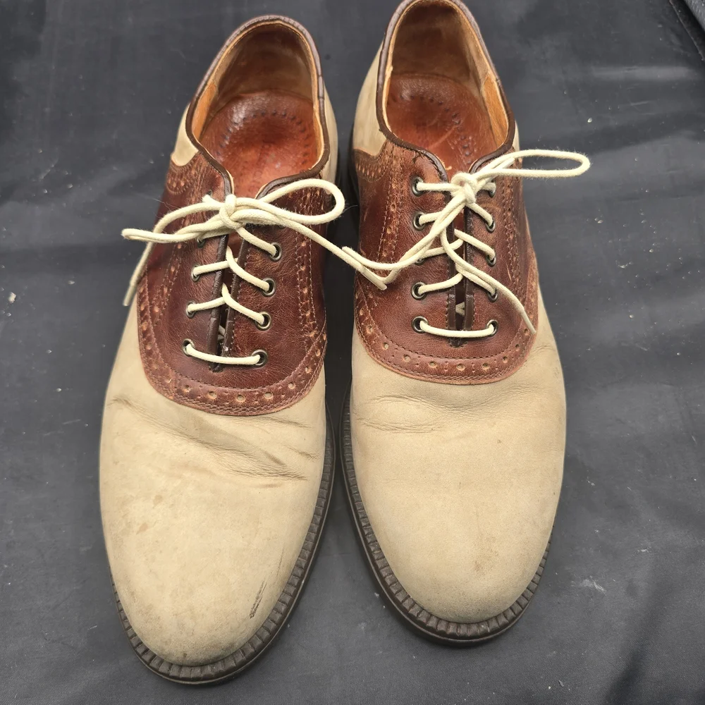 Brown and Tan Oxford‎ Shoes with Lace-Up Design